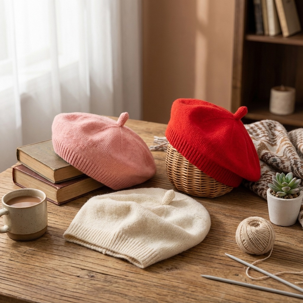 Novo Beret de Malha em Cor Sól - Baby Products To Sell avaliação e preço
